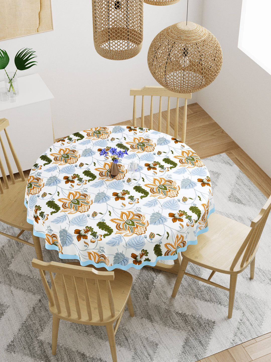 Cotton Round Table Cover - 6 seater- 60 inches