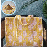 Handblock Printed Quilted Tote Bag with concealed zip ( 17x18x 6 inches)