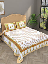 Quilted Floral Printed Reversible Bedcover with 2 Pillow Covers