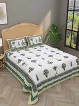 Quilted Floral Printed Reversible Bedcover with 2 Pillow Covers
