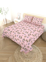 Quilted Floral Printed Reversible Bedcover with 2 Pillow Covers