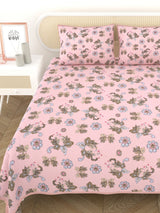 Quilted Floral Printed Reversible Bedcover with 2 Pillow Covers