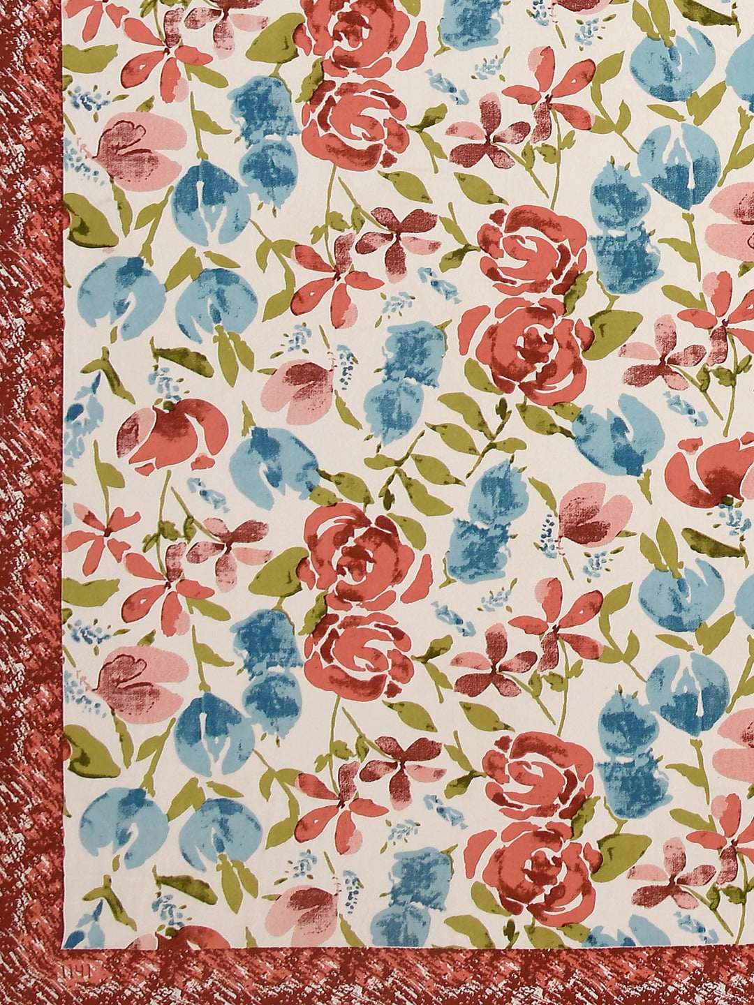 Floral Print Cotton Double King Bedsheet with 2 Pillow Covers