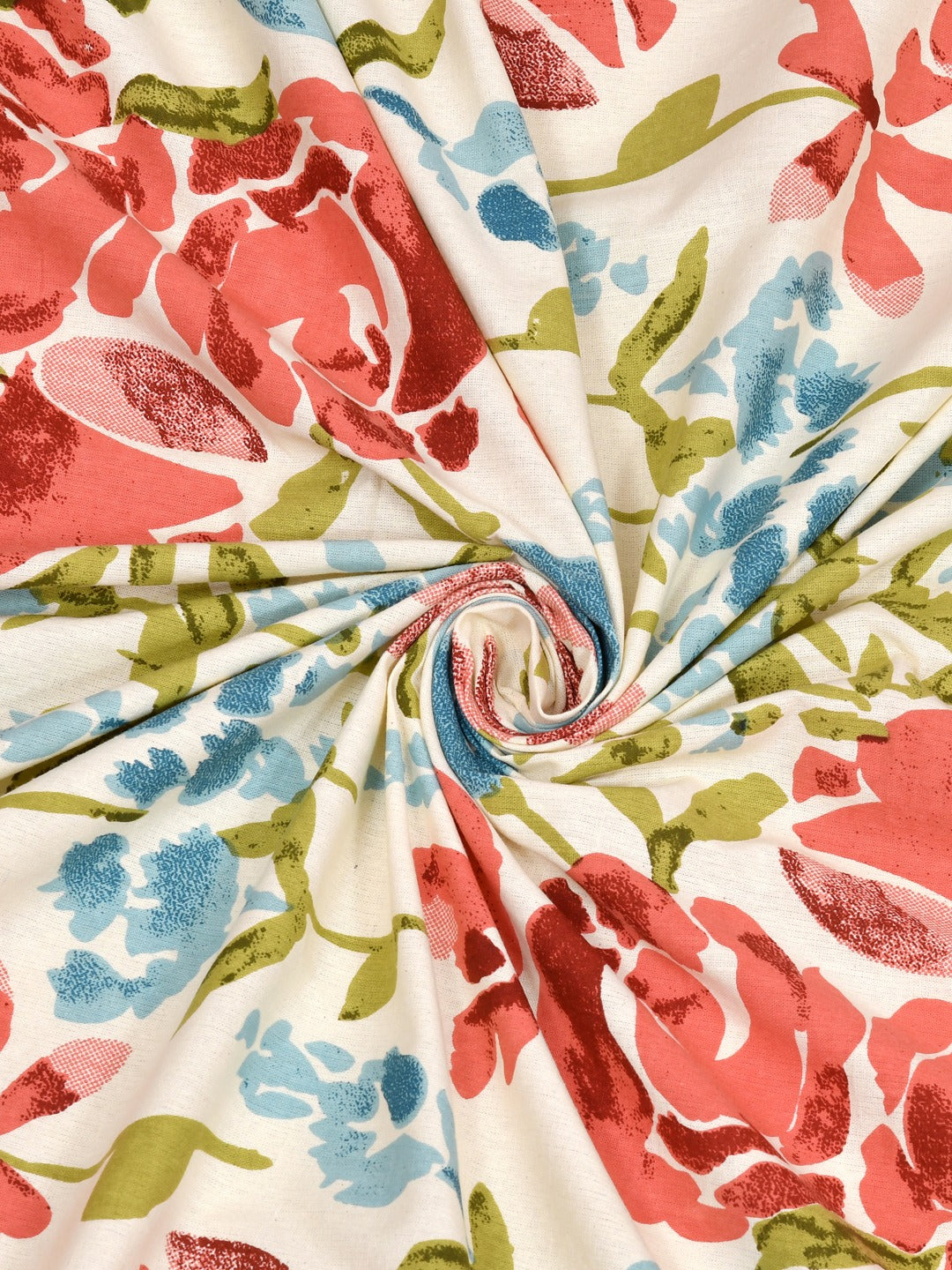 Floral Print Cotton Double King Bedsheet with 2 Pillow Covers