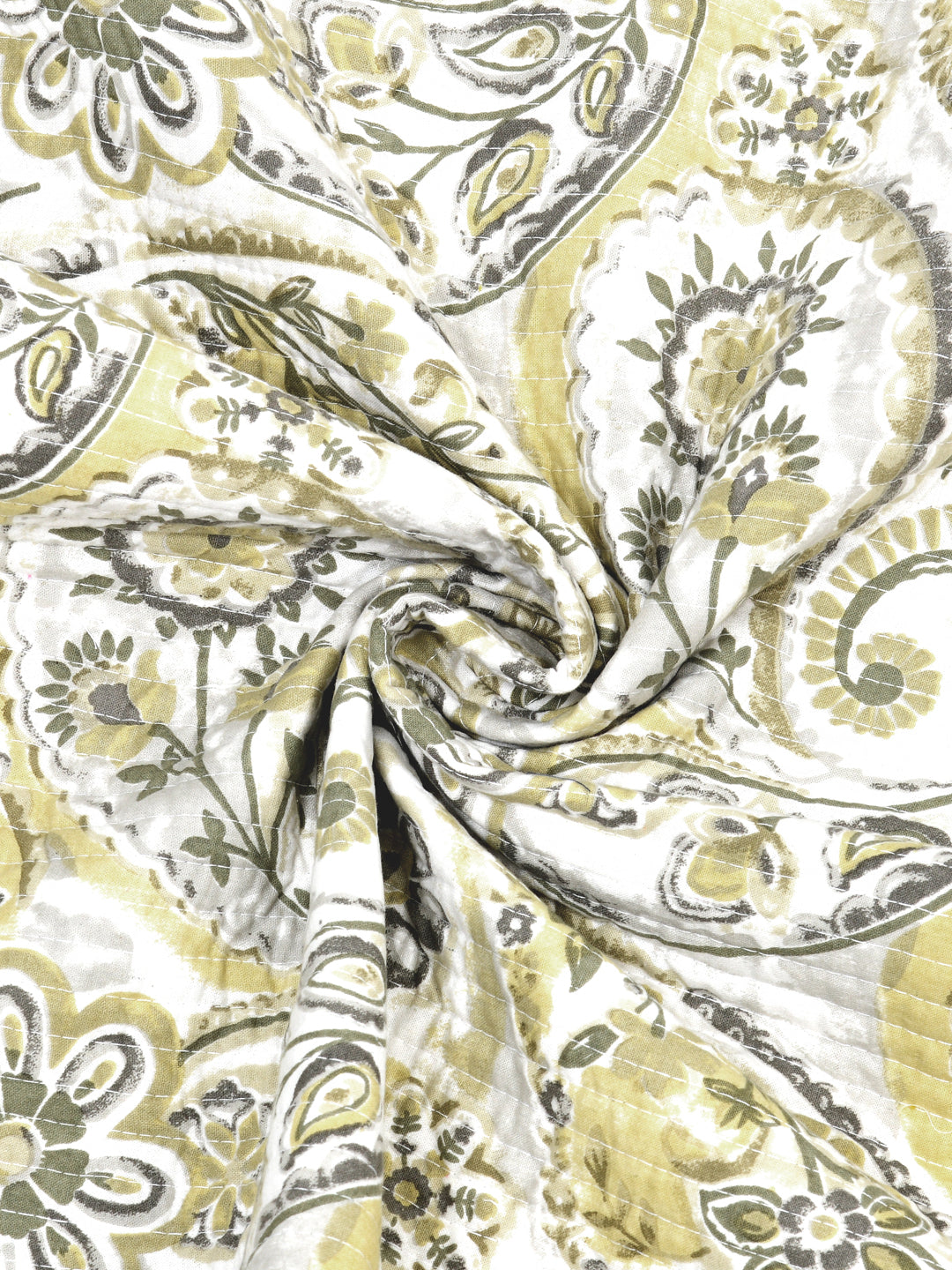 Quilted Floral Printed Reversible Bedcover with 2 Pillow Covers