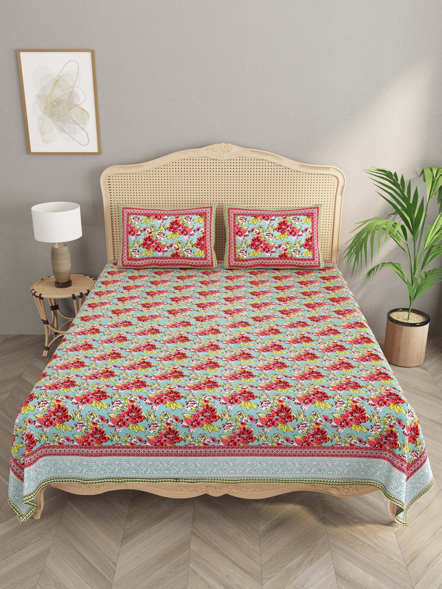 Super King Cotton Bedsheet with 2 Pillow Covers