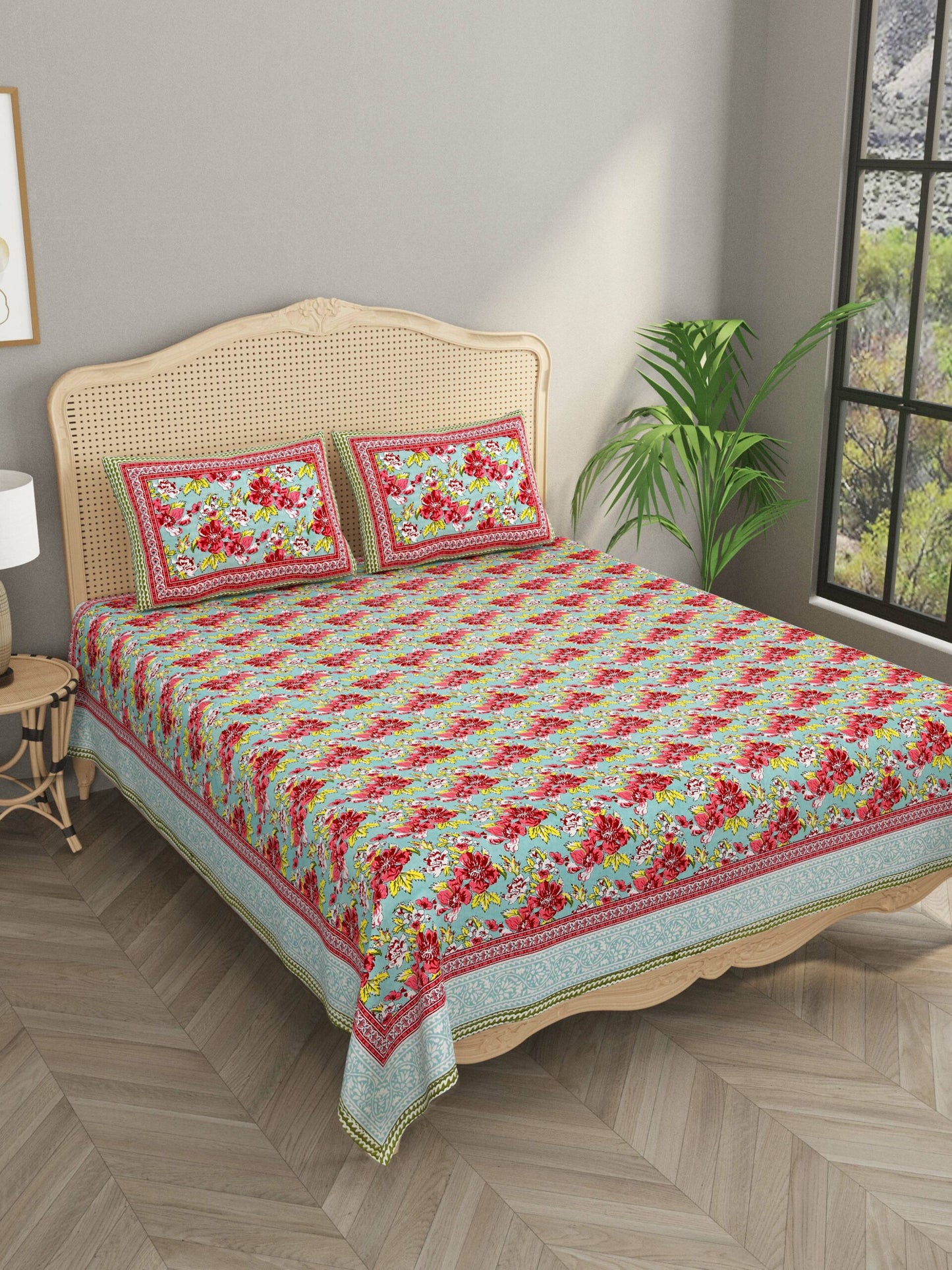 Super King Cotton Bedsheet with 2 Pillow Covers
