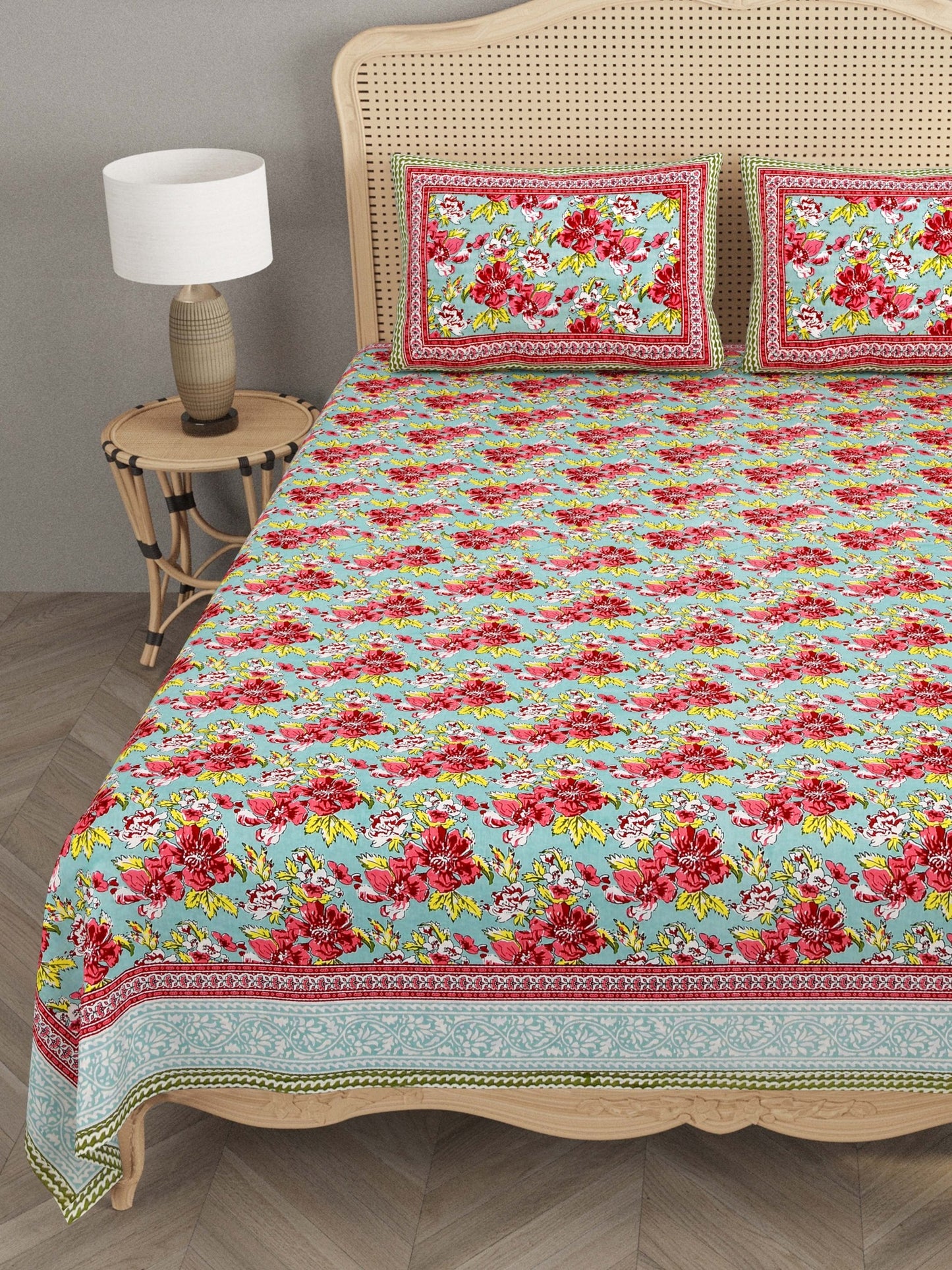 Super King Cotton Bedsheet with 2 Pillow Covers