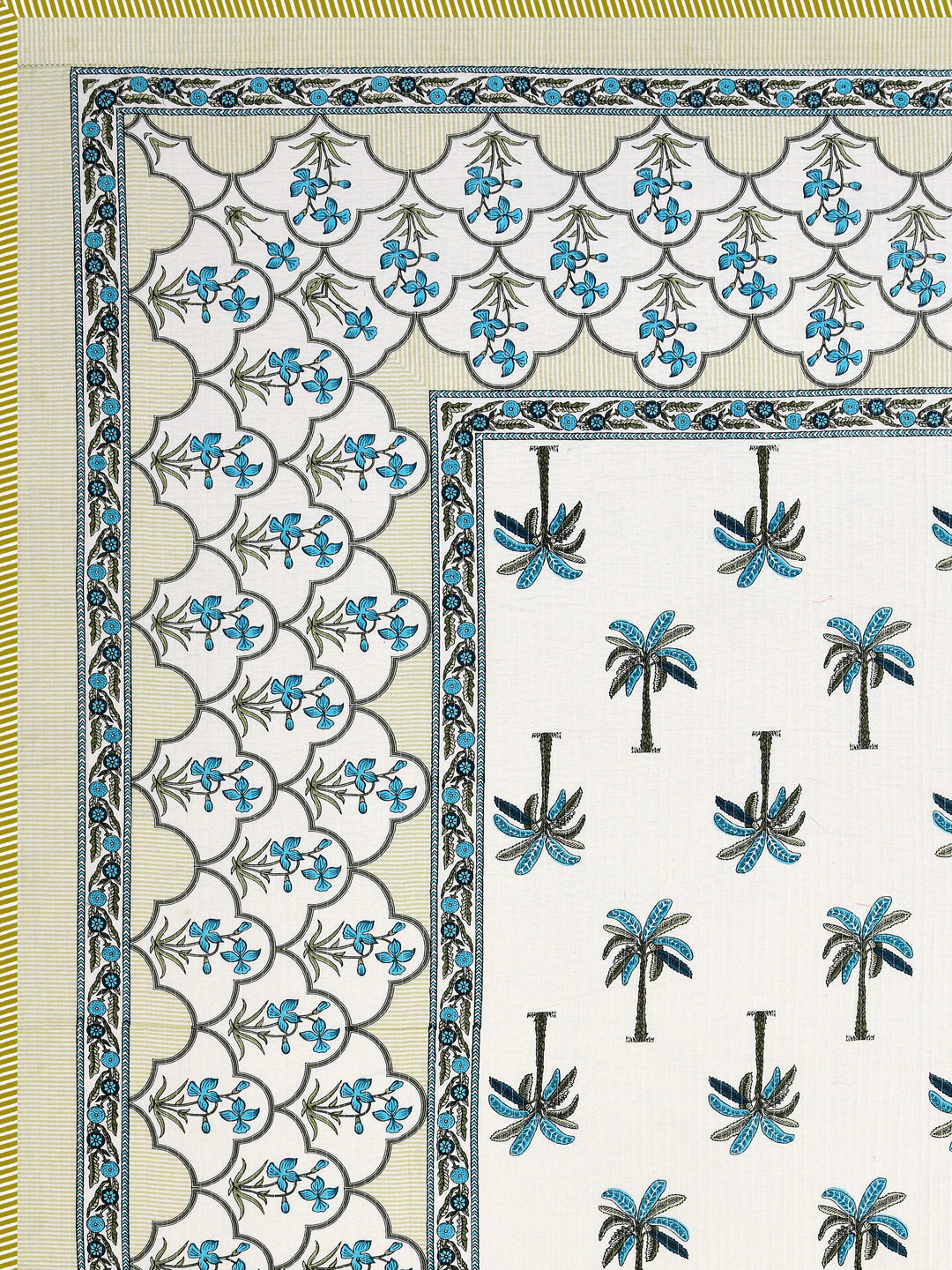 Quilted Floral Printed Reversible Bedcover with 2 Pillow Covers