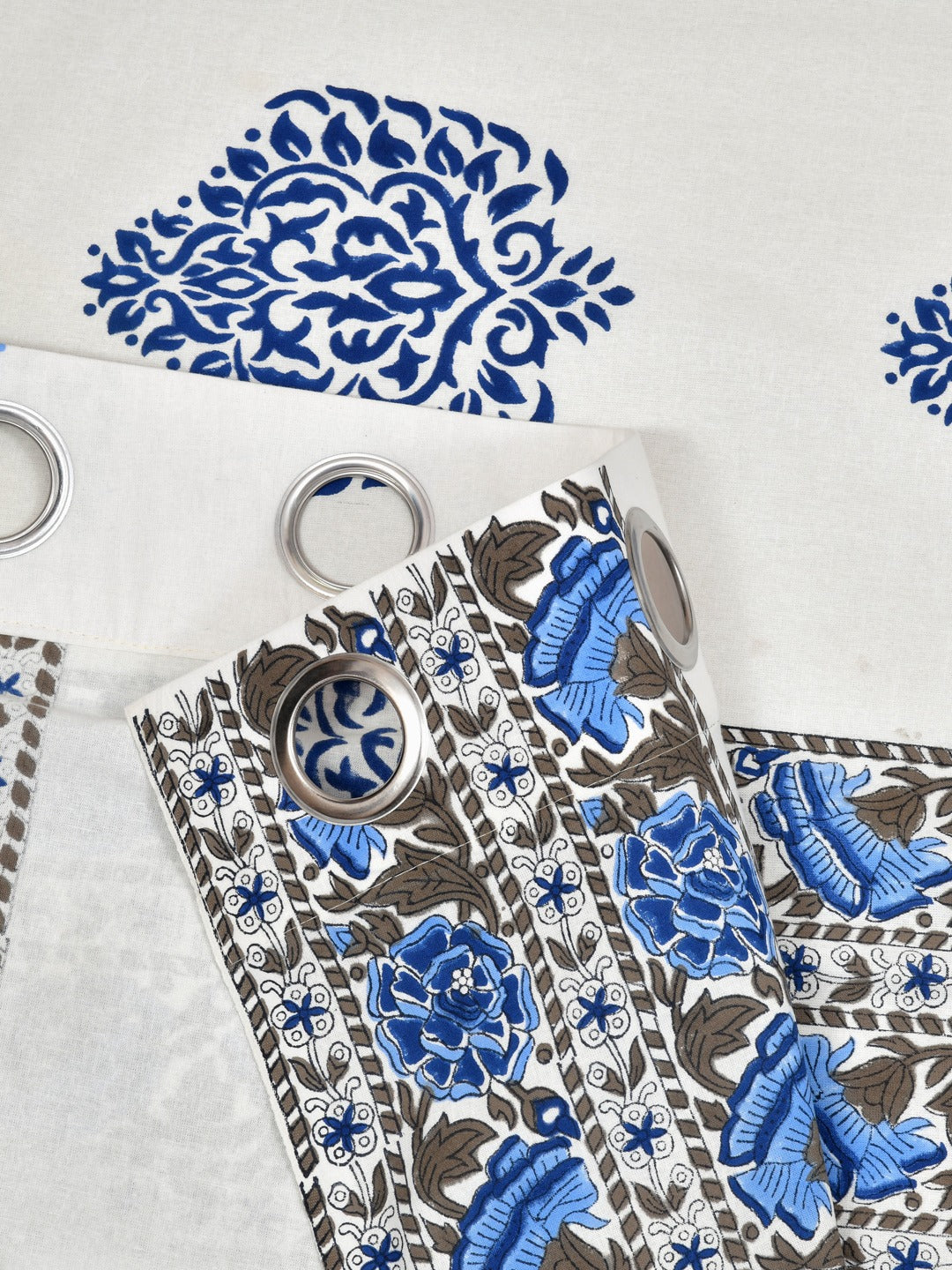 Set of 2 Cotton Handblock Printed Cotton Long Door Curtain - 8.5X5 Feet