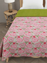 Handblock printed Kantha Bedcover