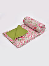Handblock printed Kantha Bedcover