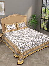 Quilted Floral Printed Reversible Bedcover with 2 Pillow Covers