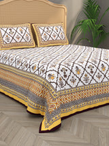 Quilted Floral Printed Reversible Bedcover with 2 Pillow Covers