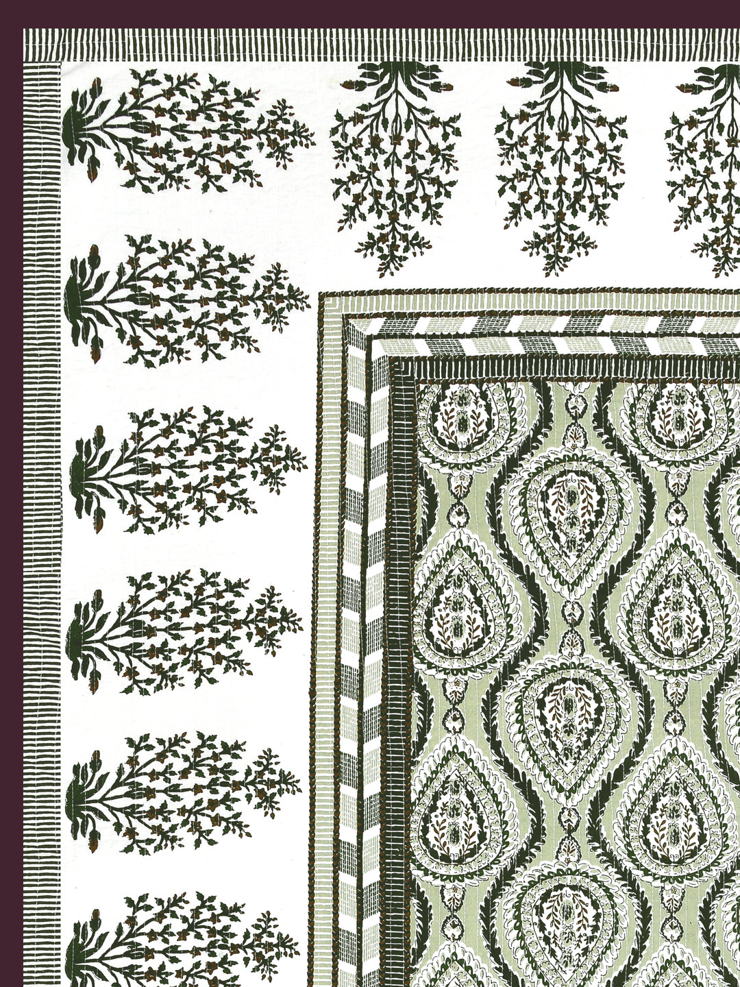 Quilted Floral Printed Reversible Bedcover with 2 Pillow Covers