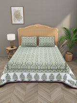 Quilted Floral Printed Reversible Bedcover with 2 Pillow Covers