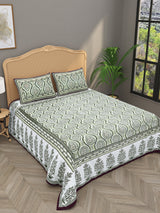 Quilted Floral Printed Reversible Bedcover with 2 Pillow Covers