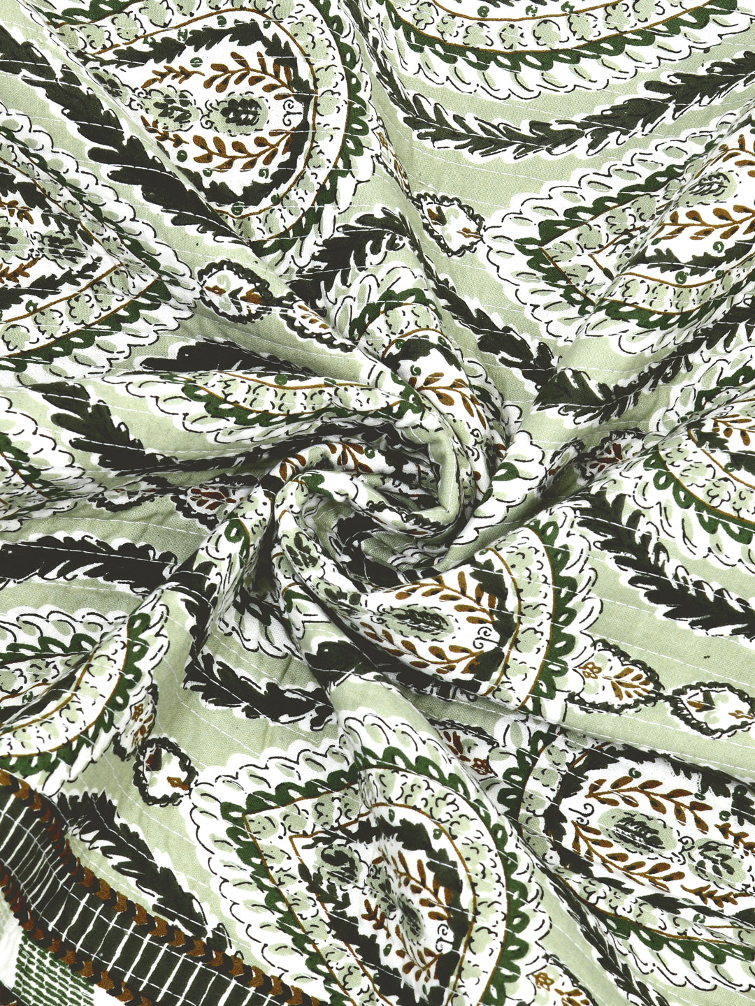 Quilted Floral Printed Reversible Bedcover with 2 Pillow Covers