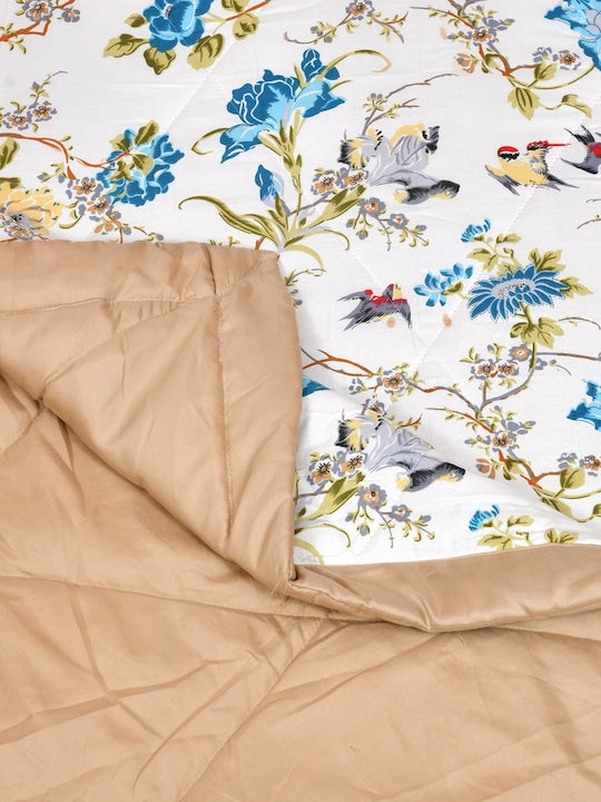 350GSM Blue & White Floral Mild Winter Double Bed Comforter
