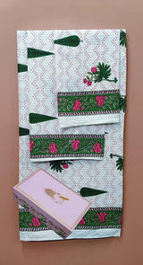 Gift Set - Handblock Printed Towels - 1 Bath + 2 Hand Towels
