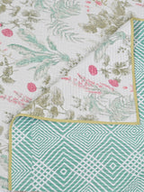 Quilted Floral Printed Reversible Bedcover with 2 Pillow Covers
