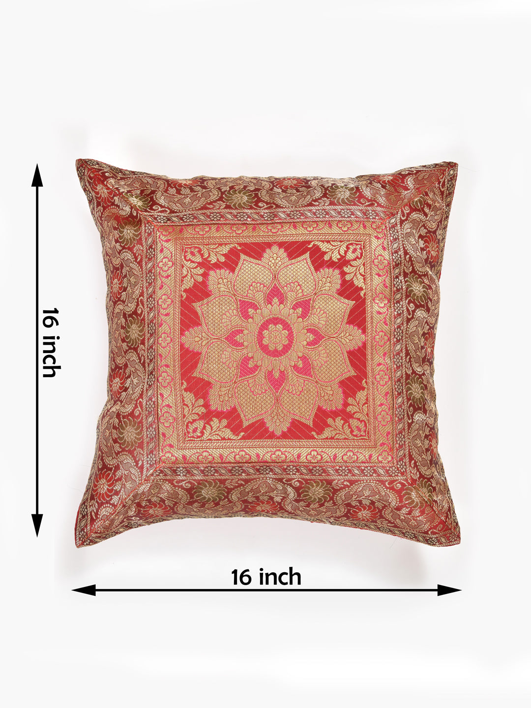 Set of 2 Banarasi Zari Cushion Cover - 16X16 Inches11100815