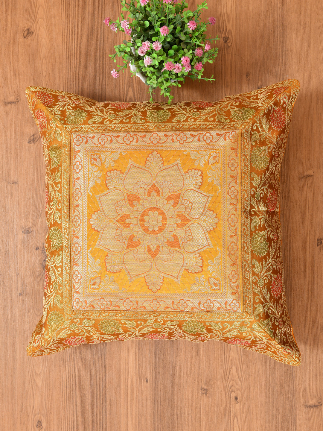 Set of 2 Banarasi Zari Cushion Cover - 16X16 Inches11100813