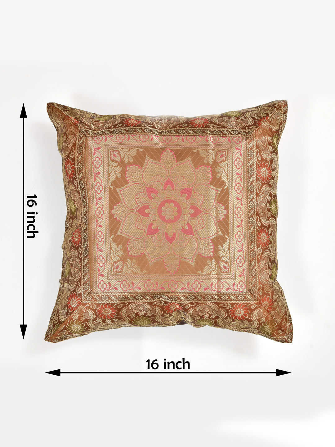 Set of 2 Banarasi Zari Cushion Cover - 16X16 Inches11100811