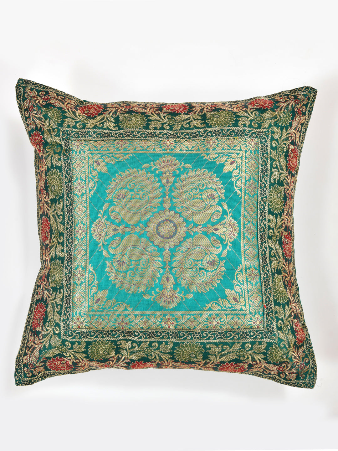 Set of 2 Banarasi Zari Cushion Cover - 16X16 Inches11100817