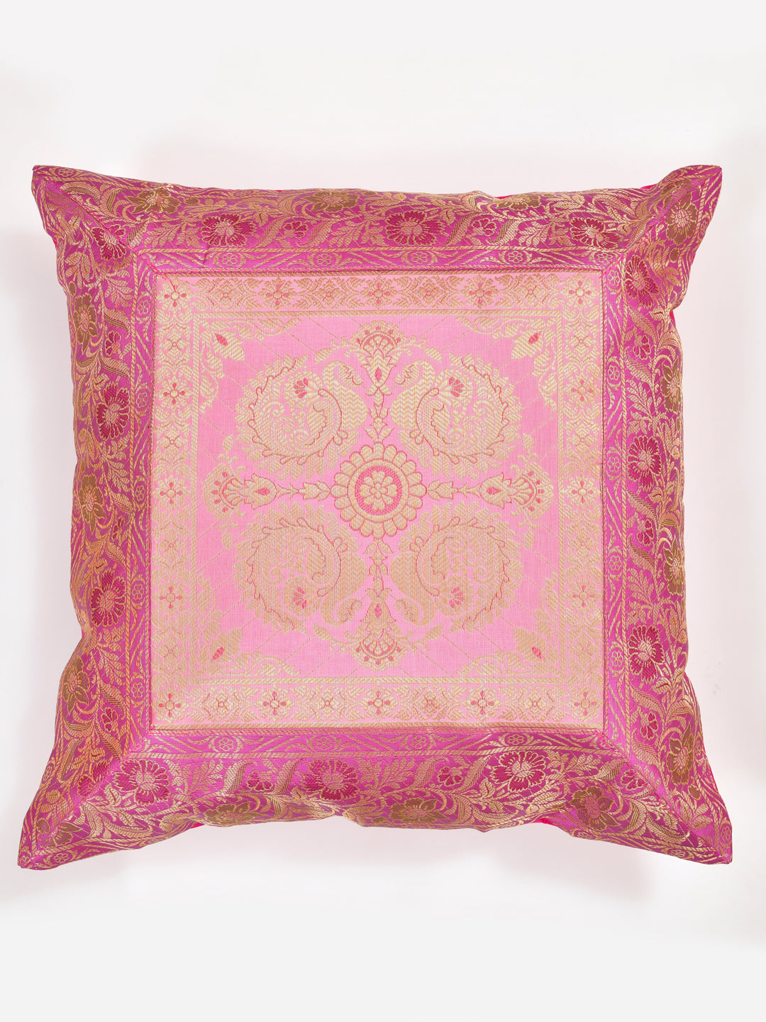Set of 2 Banarasi Zari Cushion Cover - 16X16 Inches11100818