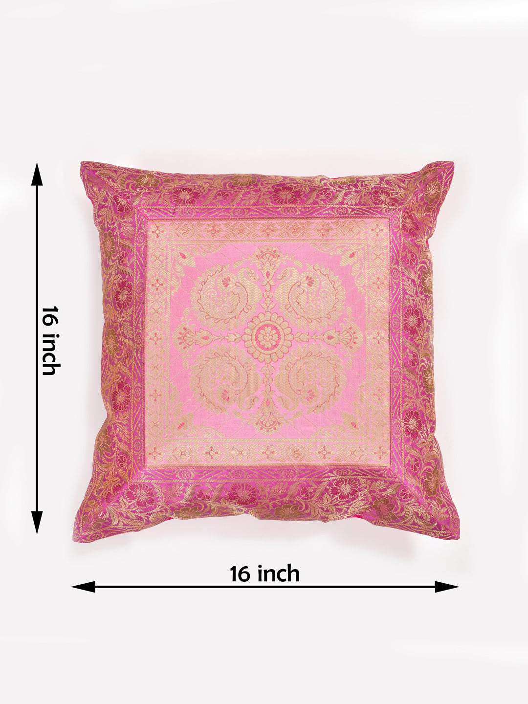Set of 2 Banarasi Zari Cushion Cover - 16X16 Inches11100818