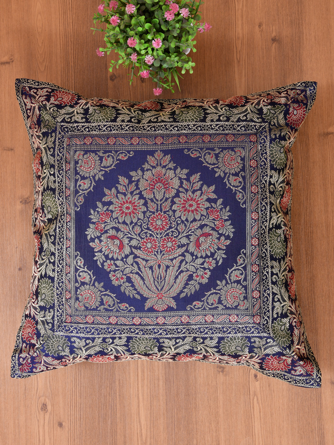 Set of 2 Banarasi Zari Cushion Cover - 16X16 Inches11100822
