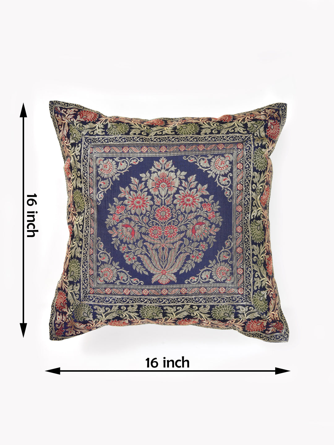 Set of 2 Banarasi Zari Cushion Cover - 16X16 Inches11100822