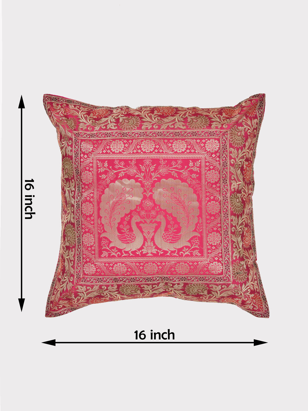 Set of 2 Banarasi Zari Cushion Cover - 16X16 Inches11100819
