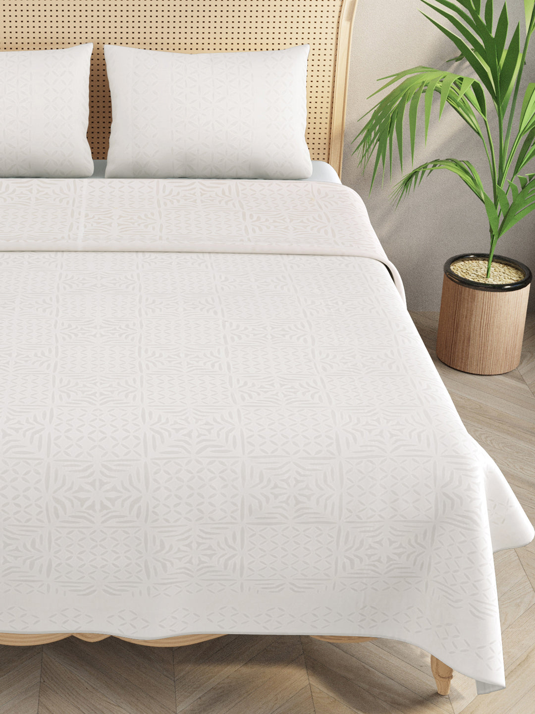 Applique cut work cotton Bedcover with 2 Pillow Covers
