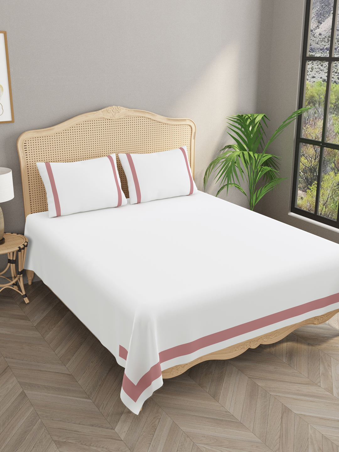 Double King 300 TC Bedsheet with 2 Pillow Covers