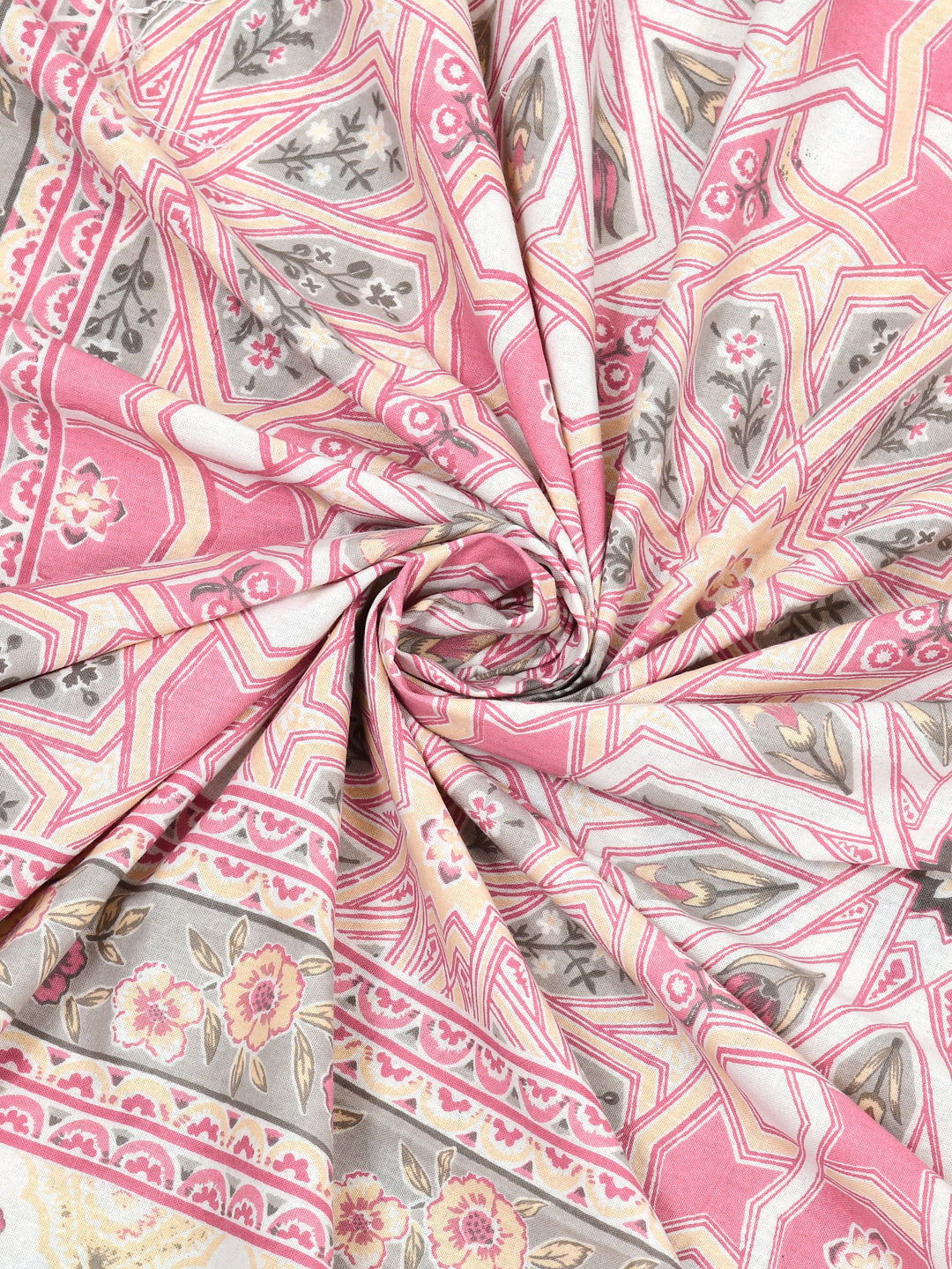 Floral Print Super King Cotton Bedsheet with 2 Pillow Covers