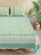 Floral Print Cotton Super King Bedsheet with 2 Reversible Pillow Covers