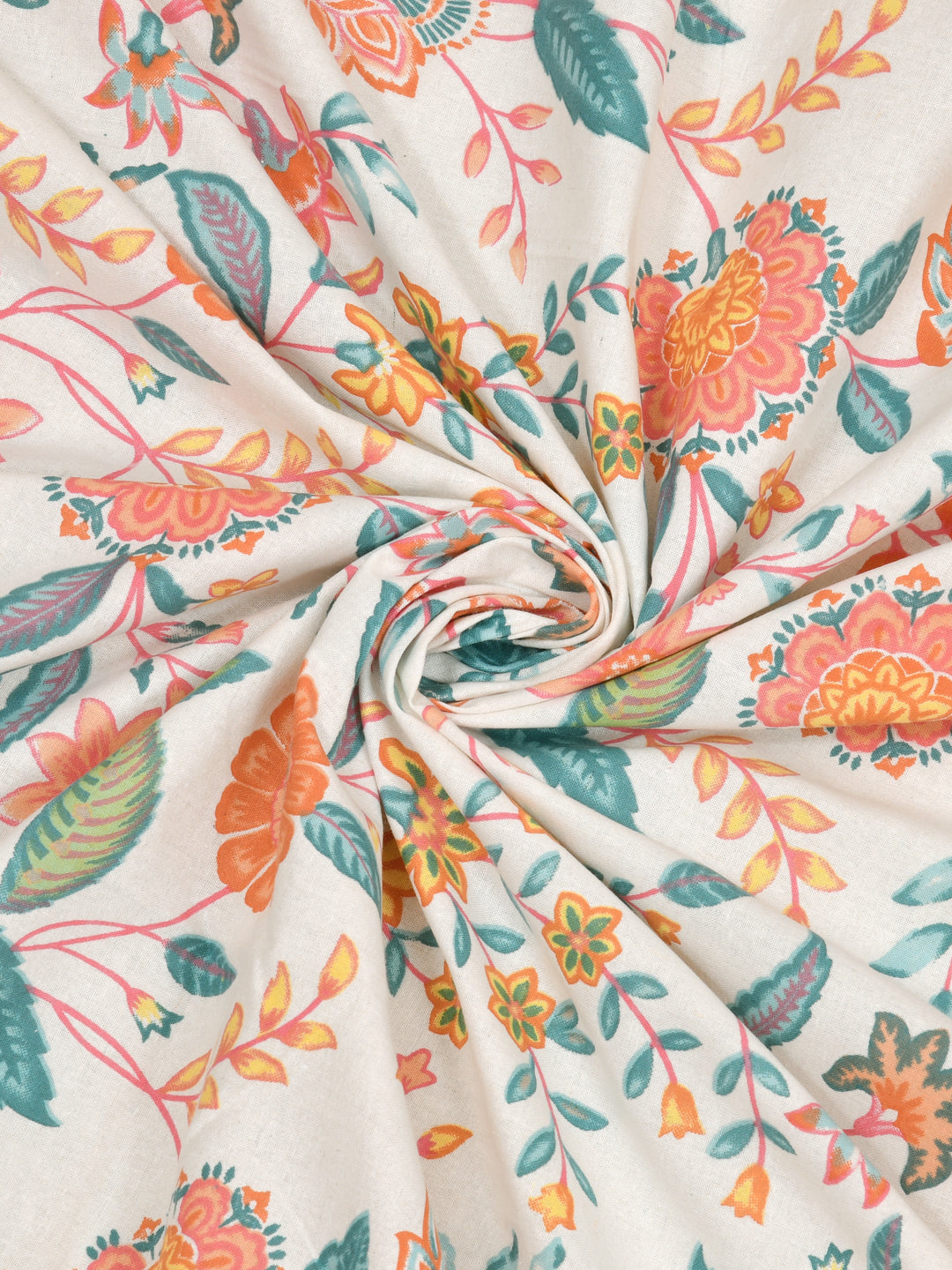 Floral Print Cotton Super King Bedsheet with 2 Reversible Pillow Covers
