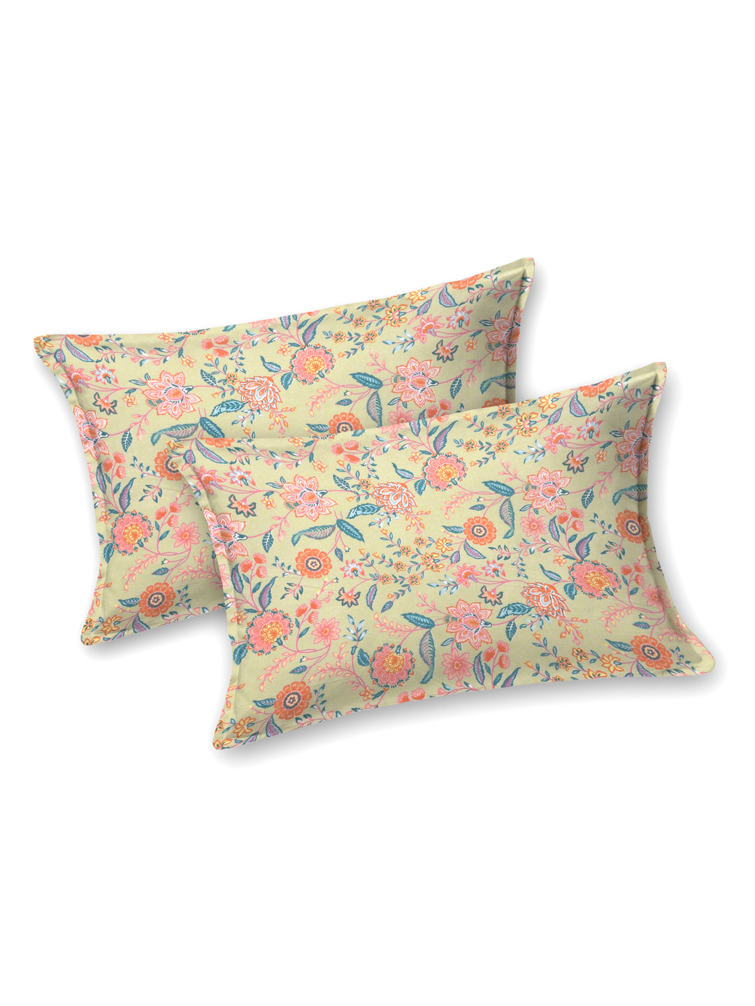 Floral Print Cotton Super King Bedsheet with 2 Reversible Pillow Covers