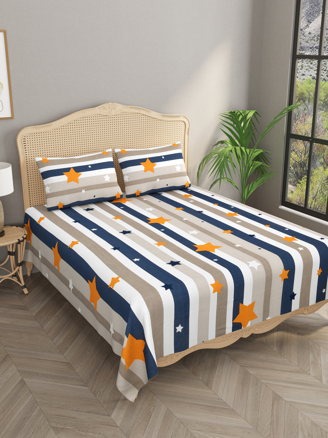 Polycotton Kids Print Double bedsheet with 2 Pillow Covers