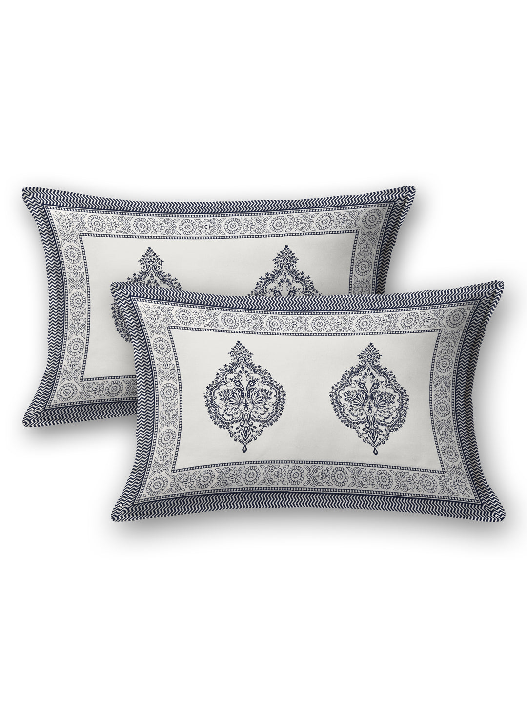 Extra Soft Percale Cotton Double King Handblock Print Bedsheet with 2 Pillow Covers