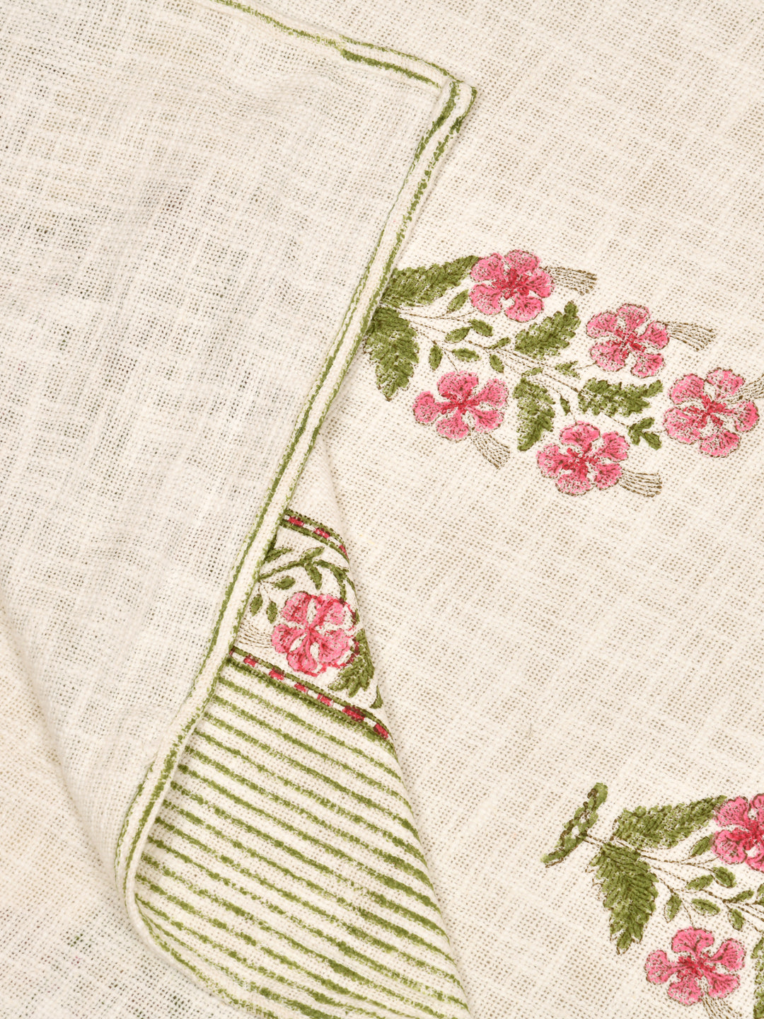 Handblock printed Jute Cotton Bedcover - Double King with 2 Pillow Covers