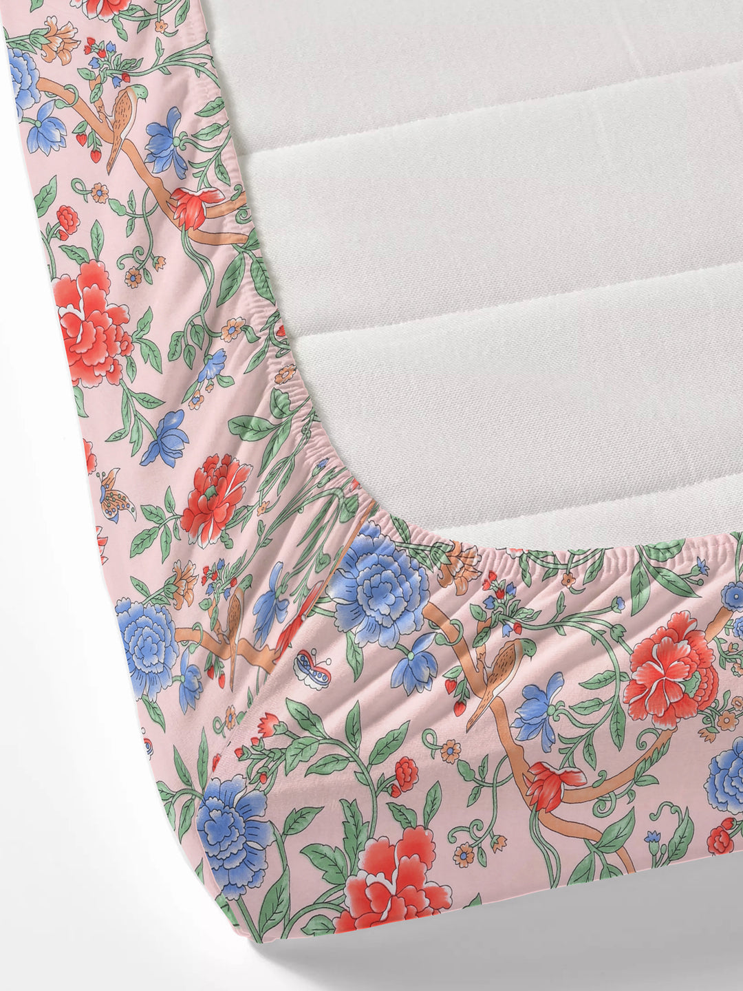 Floral print fitted Bedsheets with elastic and 2 Pillow Covers