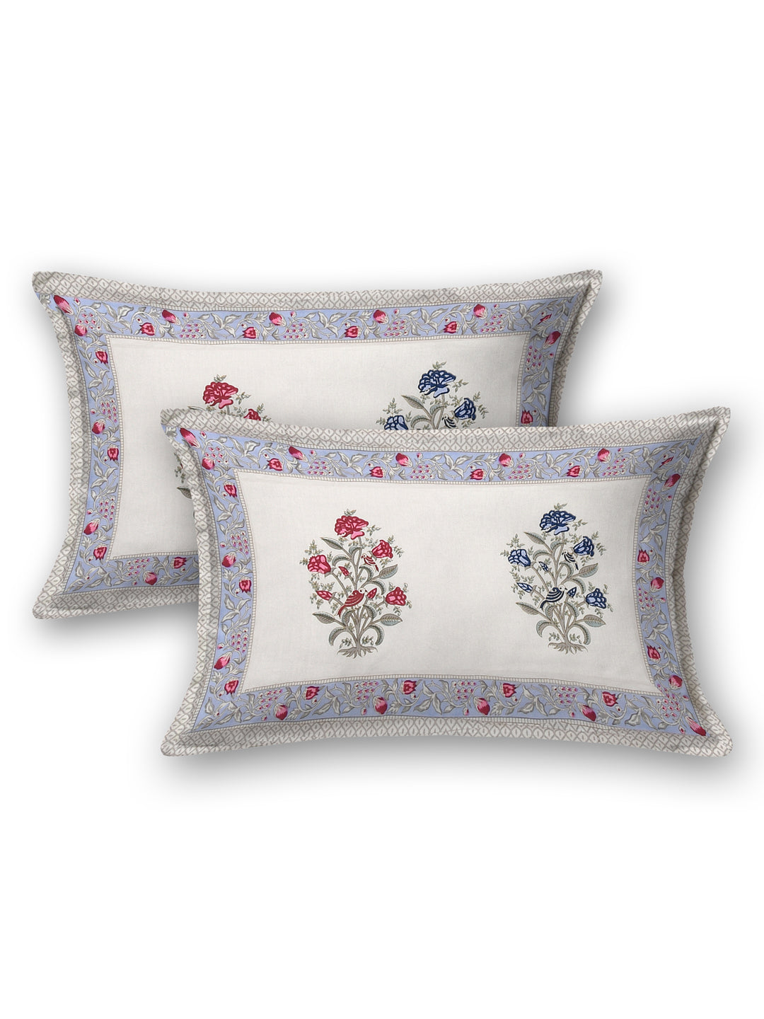 Extra Soft Percale Cotton Double King Handblock Print Bedsheet with 2 Pillow Covers