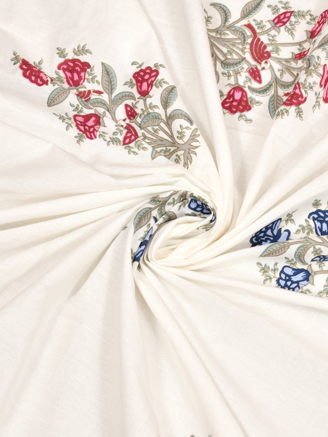 Extra Soft Percale Cotton Double King Handblock Print Bedsheet with 2 Pillow Covers