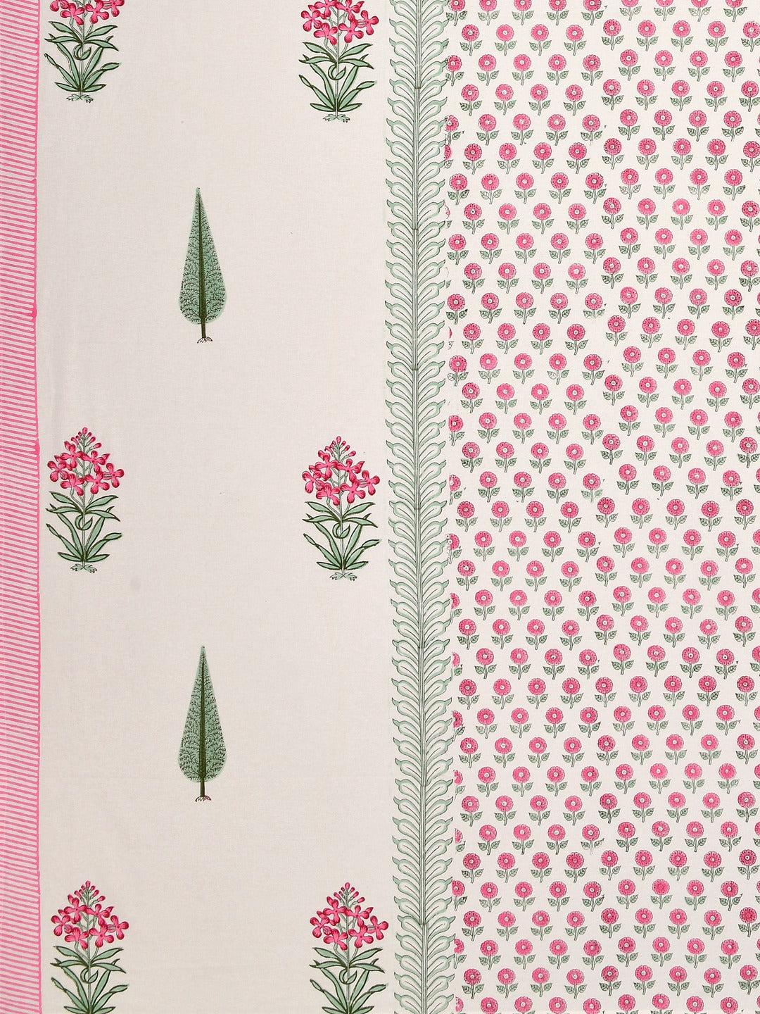 Handblock Printed Double King Bedsheet with 2 Pillow Covers