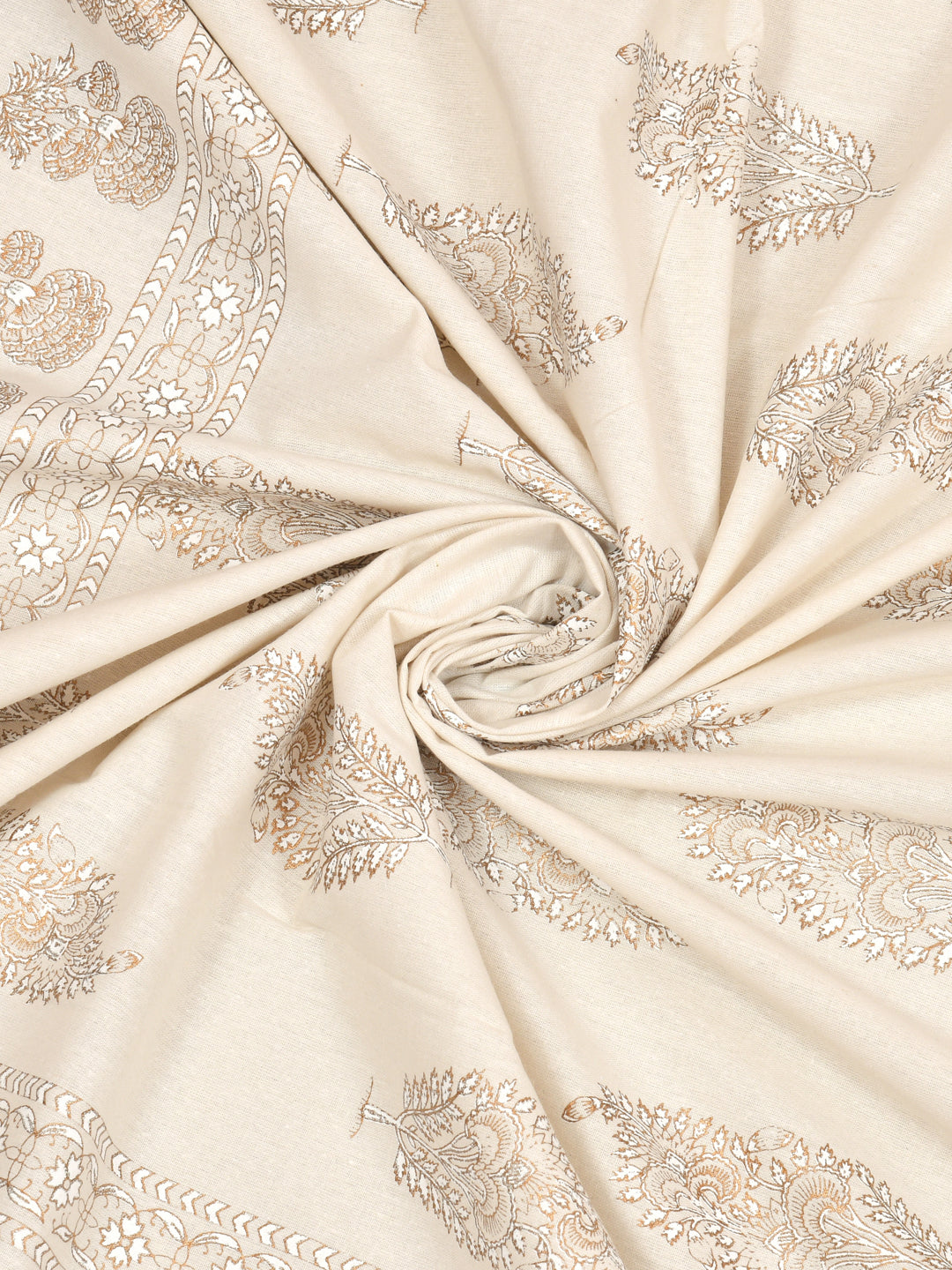 Cotton Gold Print Double King Bedsheet with 2 Pillow Covers