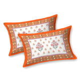 Floral Print Cotton Double King Bedsheet with 2 Pillow Covers