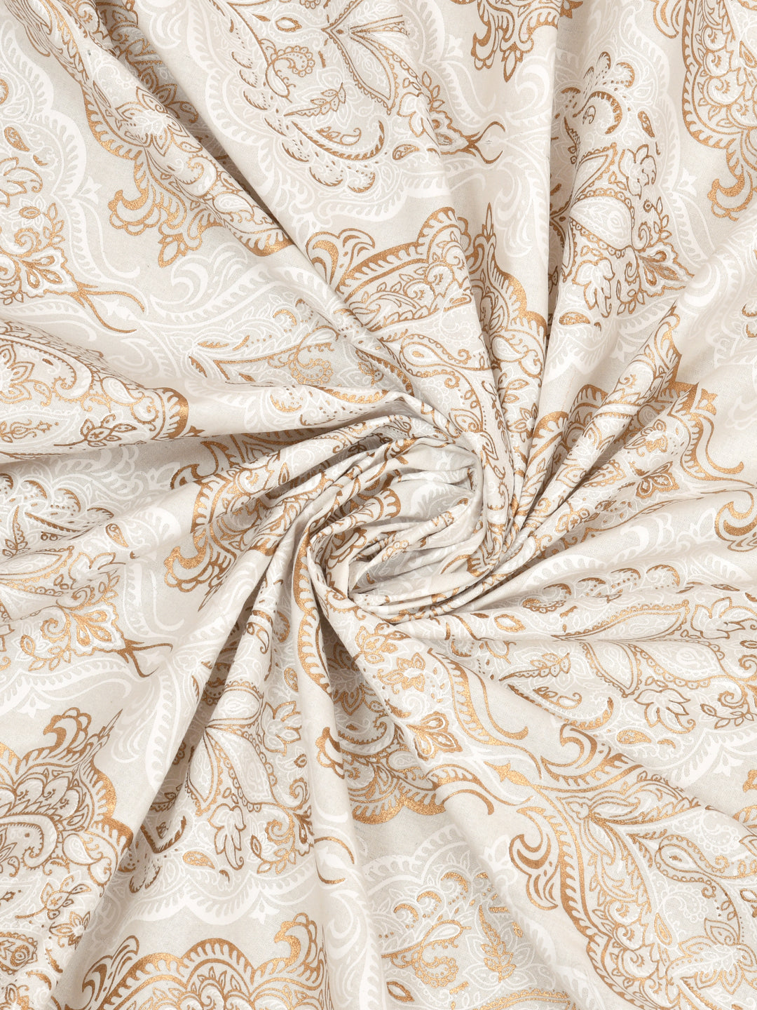 Cotton Gold Print Double King Bedsheet with 2 Pillow Covers